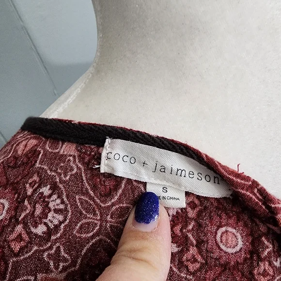 Coco + Jaimenson Printed Red Henna Cardigan - Picture 13 of 15